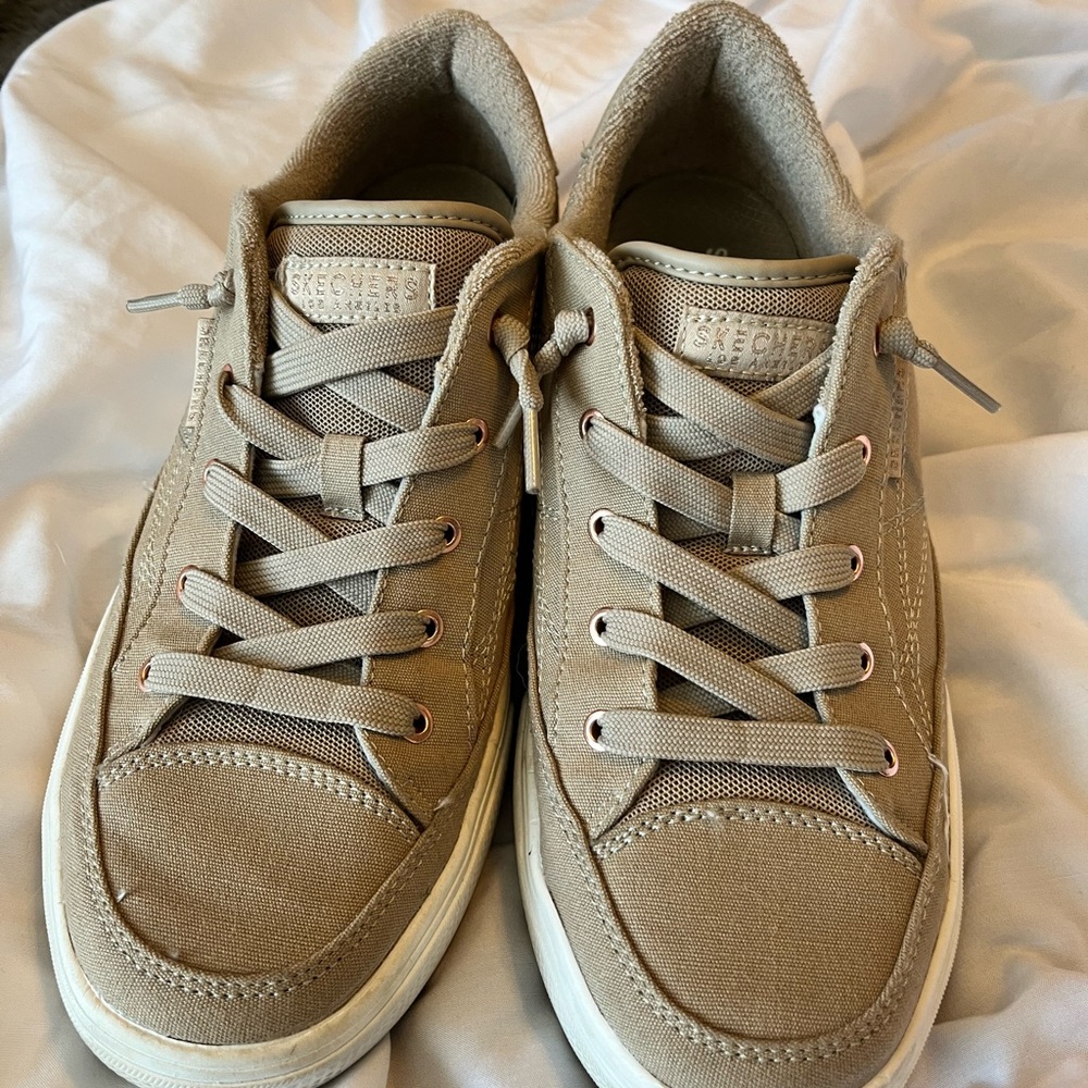 Skechers Tan Canvas Low-Top Sneakers